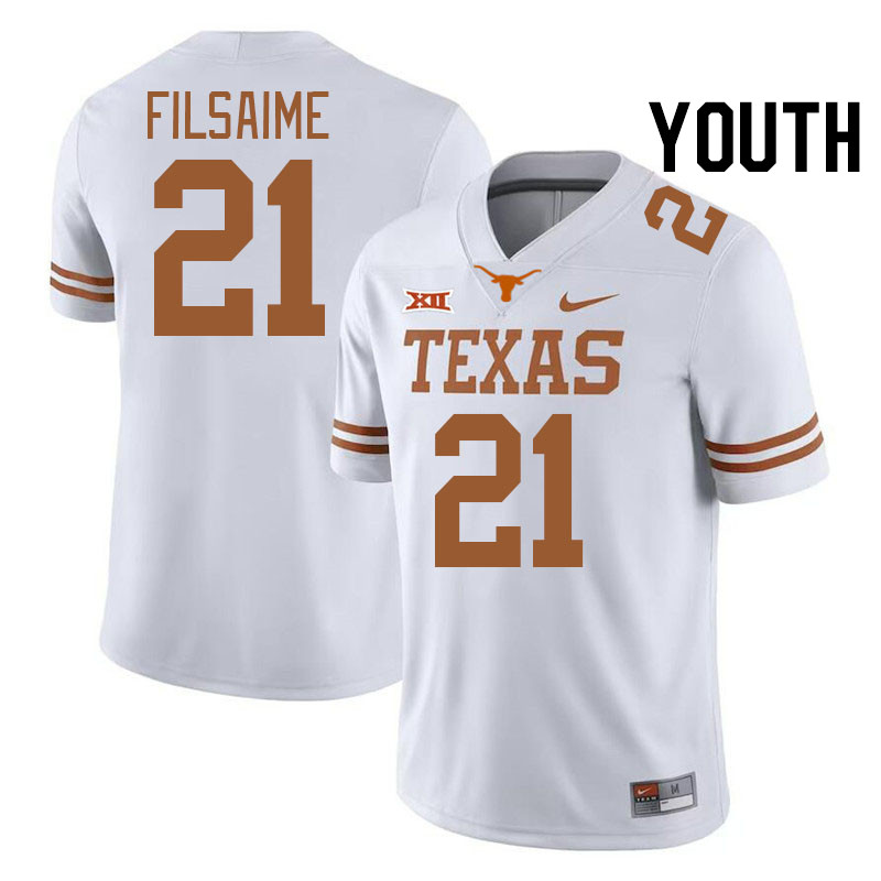 Youth #21 Xavier Filsaime Texas Longhorns College Football Jerseys Stitched-White